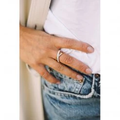 Kiki McDonough Ltd Lola Diamond Single Cross-over Ring In Yellow Gold Rings