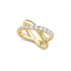 Kiki McDonough Ltd Lola Diamond Single Cross-over Ring In Yellow Gold Rings
