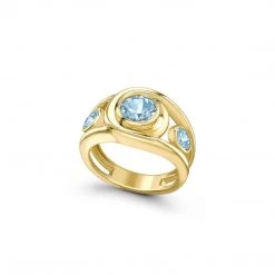 Kiki McDonough Ltd Forget-Me-Not Triple Stone Blue Topaz Ring In Yellow Gold Rings