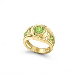 Kiki McDonough Ltd Forget Me Not Triple Stone Peridot Ring In Yellow Gold Rings