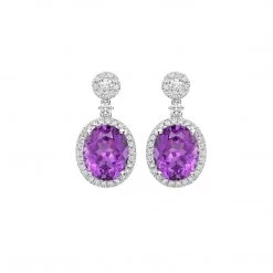 Kiki McDonough Ltd Signatures Amethyst Earrings With Diamond Stud Top In White Gold Bestsellers