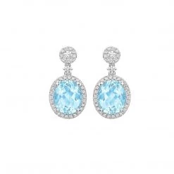 Kiki McDonough Ltd Bestsellers Signatures Blue Topaz Earrings With Diamond Stud In White Gold