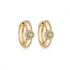 Kiki McDonough Ltd "Olivia" Diamond And Peridot Hoops In 18ct Yellow Gold