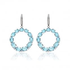 Kiki McDonough Ltd Lola Blue Topaz And Diamond Hoops In White Gold